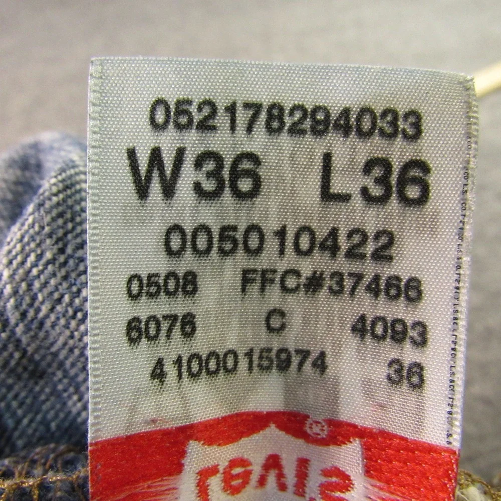 Levis 501 Jeans Mens 36x36 Original Straight Leg Blue‎ Denim Button Fly Classic
